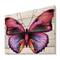 Designart - Bright Pink Butterfly Portrait - Modern Print on Natural Pine Wood